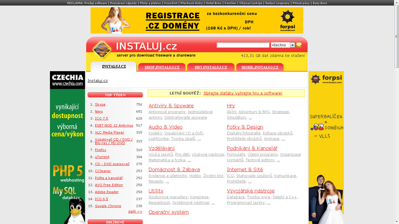 Download port�l instaluj.cz s datab�z� program� ke sta�en� kter� jsou zdarma (freeware) nebo zdarma k vyzkou�en� (demo, shareware...)
